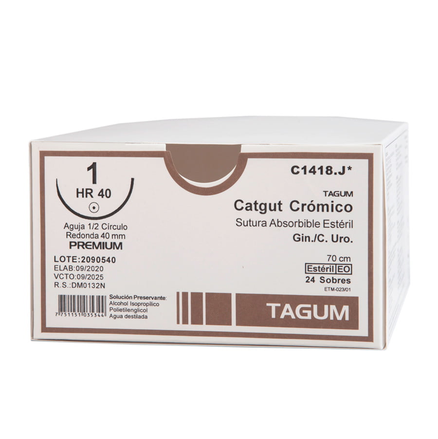 SUTURA CATGUT CROMICO 1 MR 40