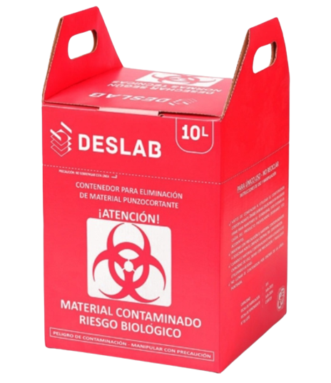 Contenedor de Cartón para Punzocortantes de 10 Litros CON DISPOSITIVO