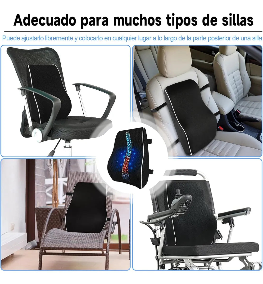 COJIN RESPALDAR LUMBAR ORTOPEDICO GEL + FUNDA