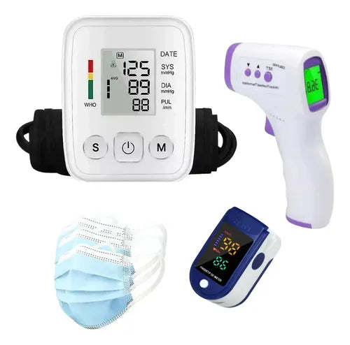 Kit Monitor Presión Arterial Oximetro Termometro Temperatura Color Blanco