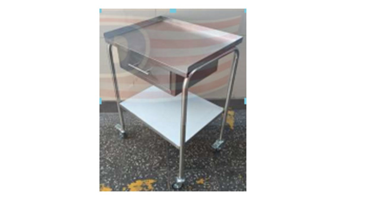 COCHE DE 1 CAJÓN CON BARANDILLA DE PLANCHA EN ACERO INOXIDABLE AISI CALIDAD 304 2B
