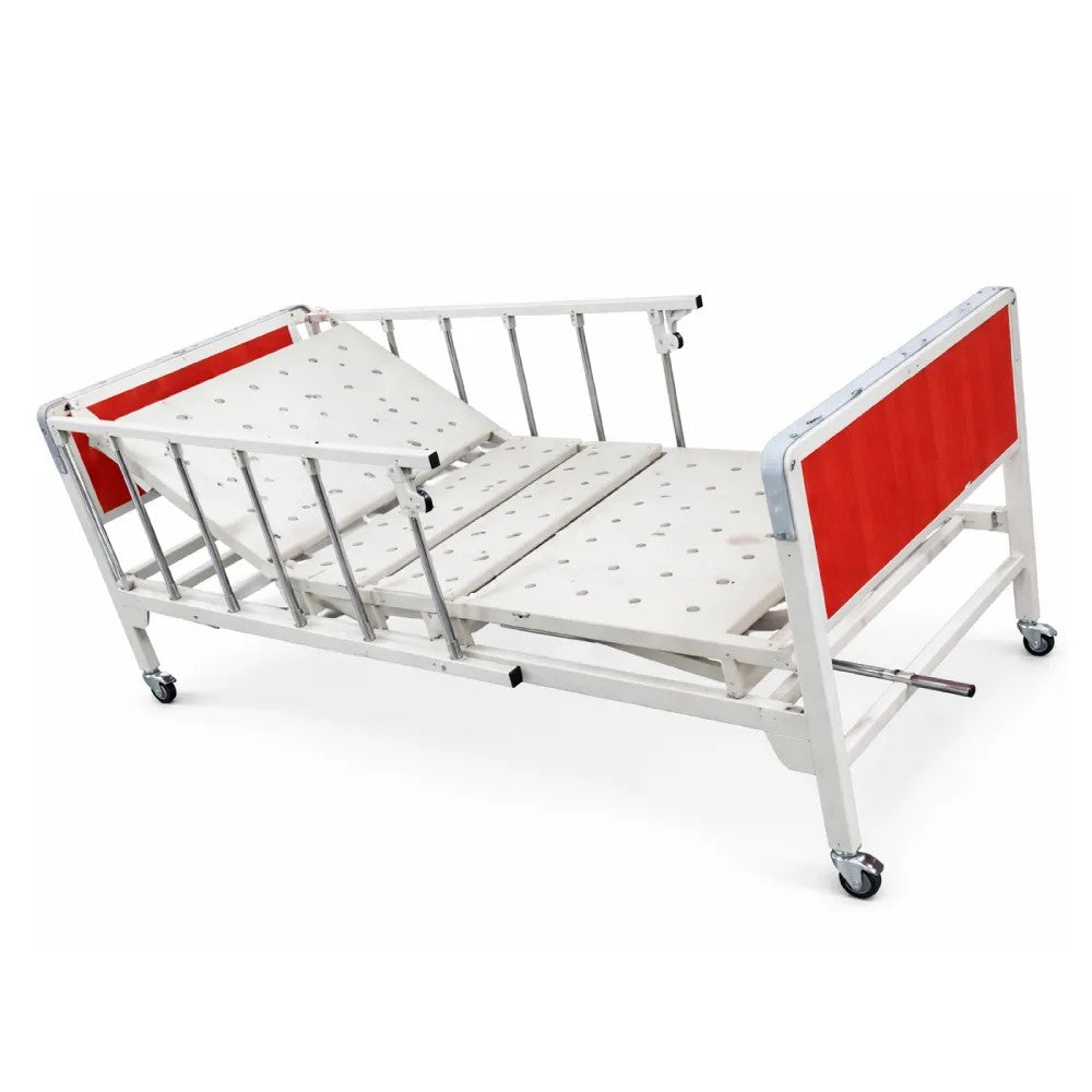 CAMA CLÍNICA CON SOMIER DE PLANCHA Y BARANDA ABATIBLE