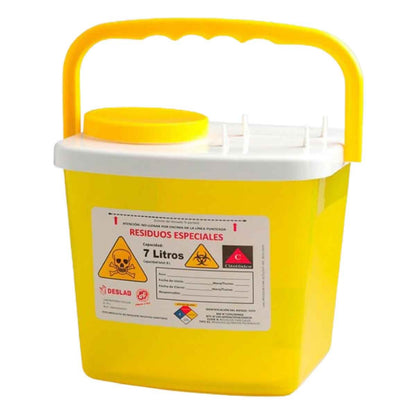 RECIPIENTE Plástico para Bioseguridad para Residuos Citostáticos de 7.6 y 7 Litros caja X 20 UND. (Amarillo)