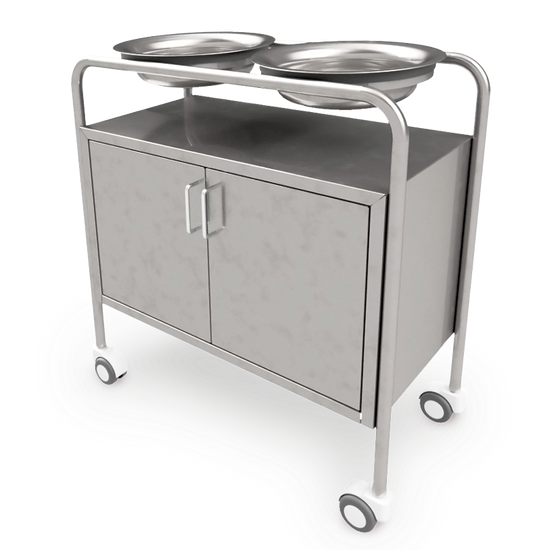 PORTA LAVATORIO DOBLE RODABLE DE ACERO INOXIDABLE INCLUIDO LAVATORIO DE ACERO INOXIDABLE CON GABINETES (M-116)
