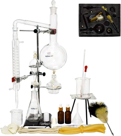 destilador de aceite esencial de 2 litros de vidrio kit completo