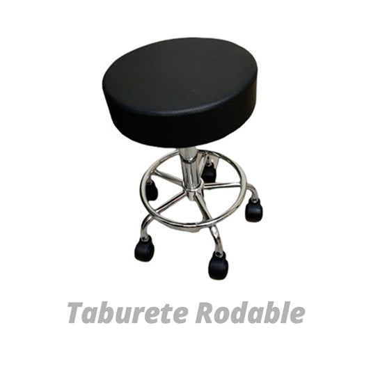 TABURETE GIRATORIO RODABLE CON POSAPIE