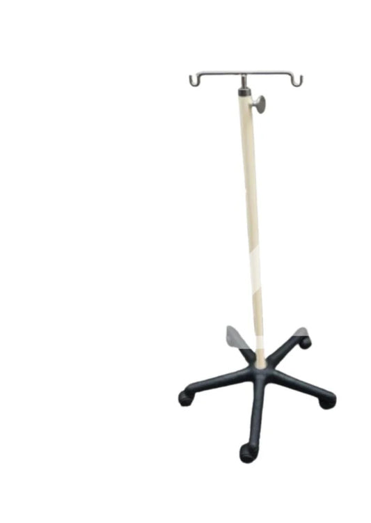 PORTA SUERO RODABLE BASE PENTAGONAL DE PVC CON PARANTE PINTADO
