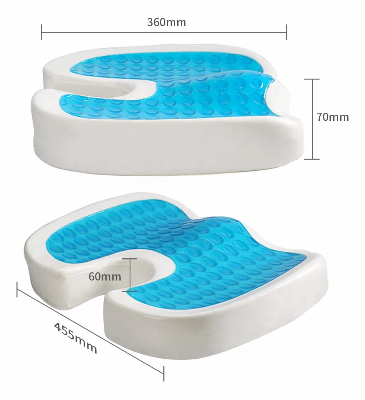 COJIN ORTOPEDICO DE ASIENTO CON GEL VISCOELASTICO ERGONOMICO