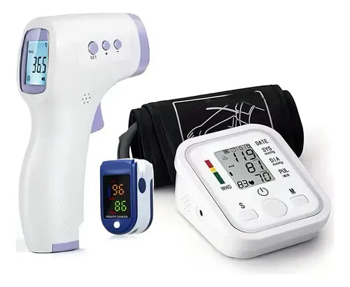 Kit Monitor Presión Arterial Oximetro Termometro Temperatura Color Blanco