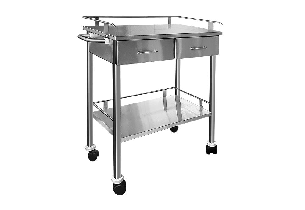 COCHE METALICO DE 2 CAJONES CON TABLERO SUPERIOR EN ACERO
