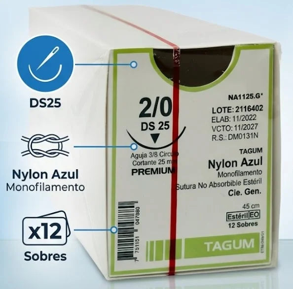 SUTURA NYLON AZUL 2/0 DS 25