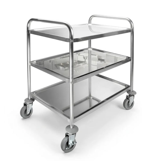 MESA METÁLICA RODABLE DE USO MÚLTIPLE CON TRES TABLEROS
