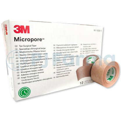 ESPARADRAPO MICROPORE PAPEL COLOR PIEL 1" X 10 YDS - 3M / UND