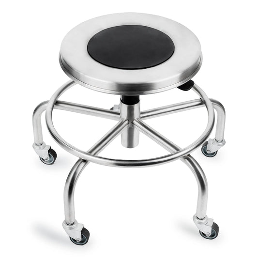 TABURETE DE ACERO INOXIDABLE CON ASIENTO GIRATORIO (M-49)