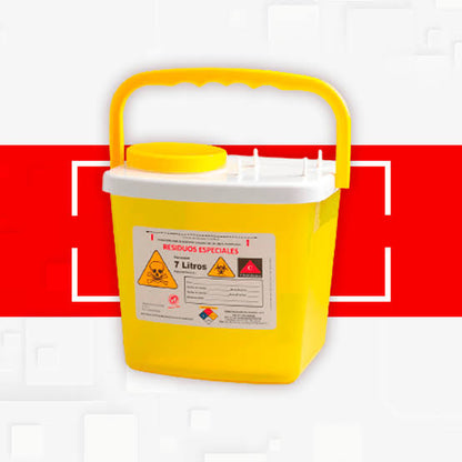 RECIPIENTE Plástico para Bioseguridad para Residuos Citostáticos de 7.6 y 7 Litros caja X 20 UND. (Amarillo)