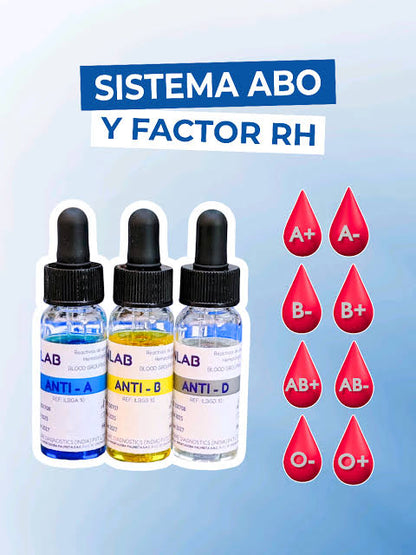 KIT DE GRUPO SANGUÍNEO X 3 FRASCOS